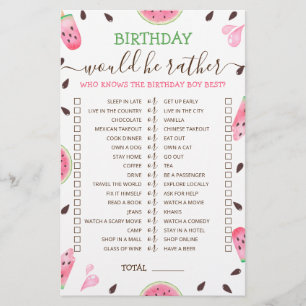 Anniversaire Plutôt éditable jeu Watermelon