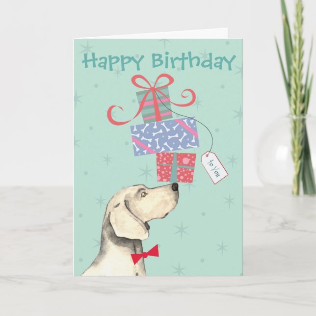 Anniversaire présente Weimaraner carte de voeux (Devant)