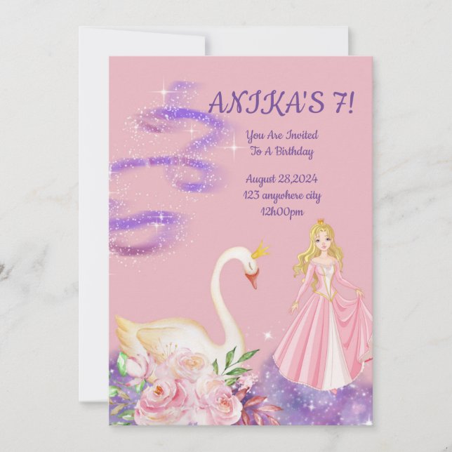 ANNIVERSAIRE PRINCESS INVITATION PEACH COULEUR (Devant)