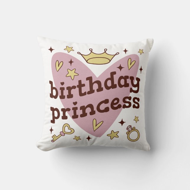 Anniversaire princesse jettent conception oreiller (Recto)