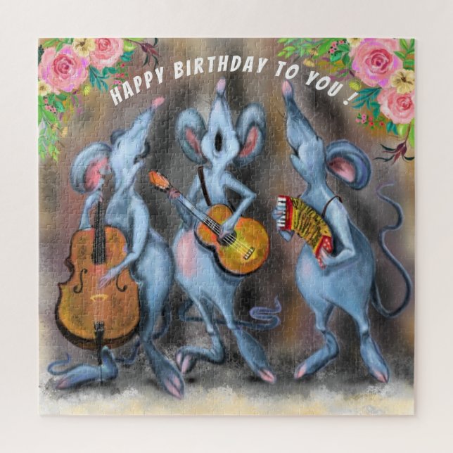 Anniversaire Puzzle Cadeau avec Musique de souris  (Vertical)