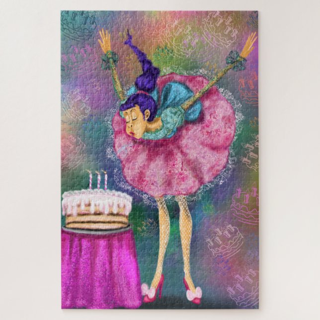 Anniversaire Puzzle Gift Girl souffler des bougies (Vertical)