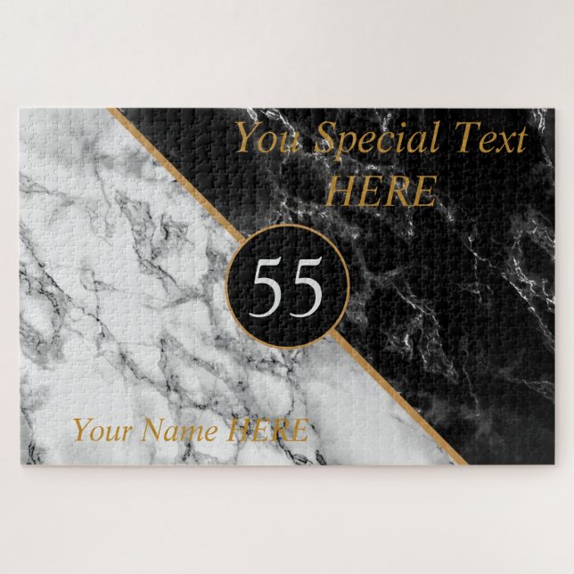 Anniversaire Puzzle Par Année Texte Noir Blanc Mar (Horizontal)