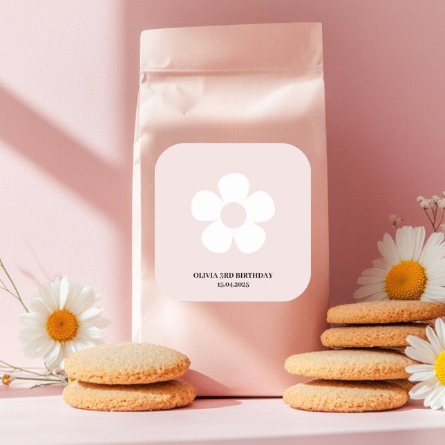 Anniversaire Rose Daisy | Étiquette de Remerciemen (Créateur téléchargé)