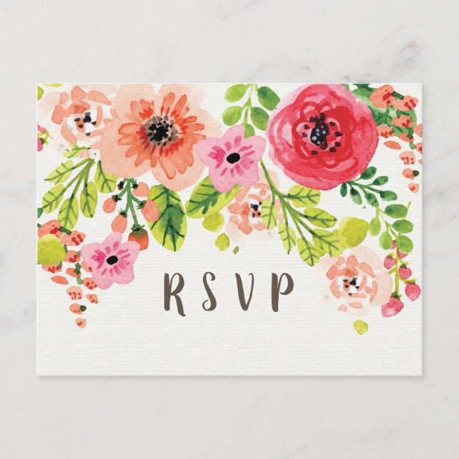 anniversaire rose floral Carte postale RSVP (Devant)