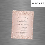 Anniversaire rose or rousse parties scintillant ma<br><div class="desc">Pour une soirée d'anniversaire élégante de 50ème (ou tout âge). Un arrière - plan rose à l'apparence métallique. Décoré avec parties scintillant en faux or rose. Personnalisez et ajoutez un nom et des détails du parti. Le nom est écrit avec un script de style écrit à la main. Une invitation...</div>