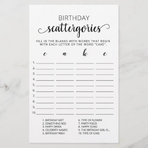 Anniversaire Scattergories jeu modifiable