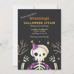 Anniversaire Squelette Halloween Fête Invitation