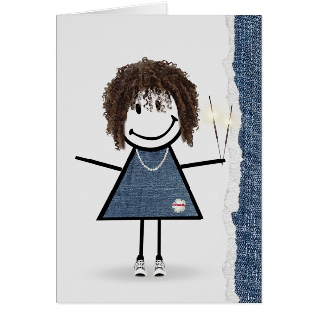 Anniversaire Stick Girl avec Sparklers (Devant)