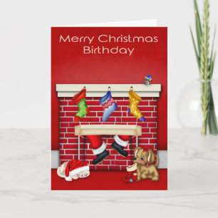 Anniversaire sur la carte de voeux de Noël