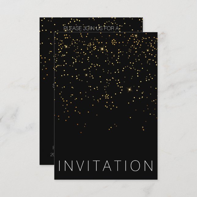 Anniversaire Surprise Party Invitation Gold Confet (Devant / Derrière)