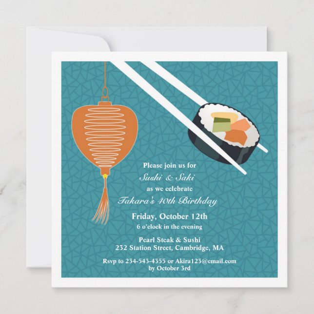 Anniversaire Sushi Party Appartement Invitation (Devant)