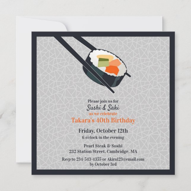 Anniversaire Sushi Party Appartement Invitation (Devant)