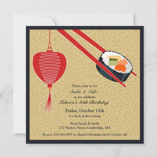 Anniversaire Sushi Party Appartement Invitation (Devant)