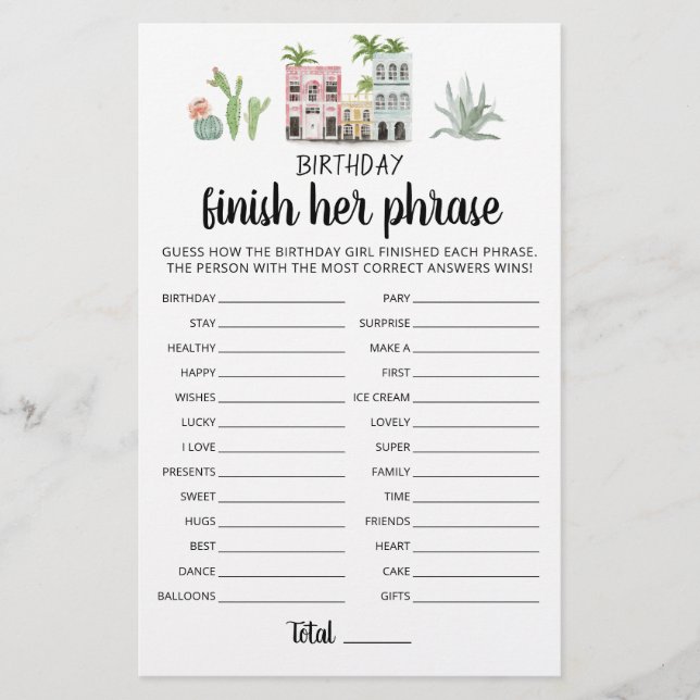 Anniversaire Terminer son phrase Anniversaire jeu  (Devant)