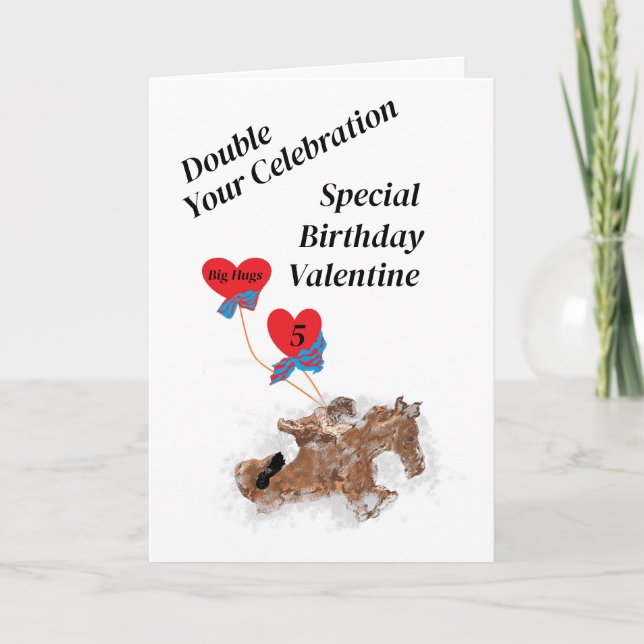 Anniversaire Valentine Carte G : Tournez cinq (Devant)