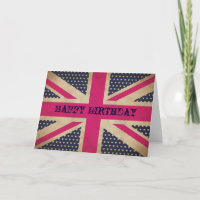 Anniversaire Vieux Union Jack Rose Joyeux Carte d'