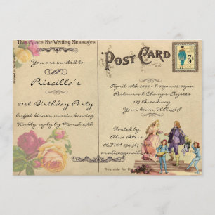 Anniversaire, vintage, ancien style de carte posta