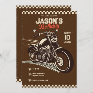 Anniversaire vintage classique de moto Invitation