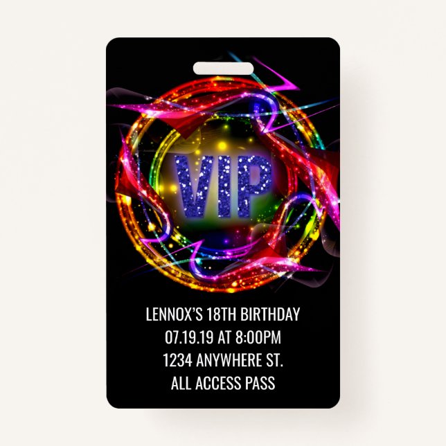 Anniversaire VIP Pass Badge Invitation (Devant)