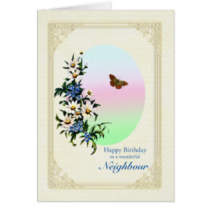 Anniversaire voisin avec fleurs