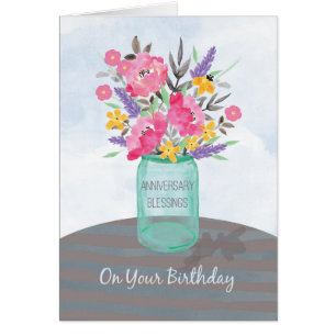Anniversary on Birthday Blessings Jar Vase