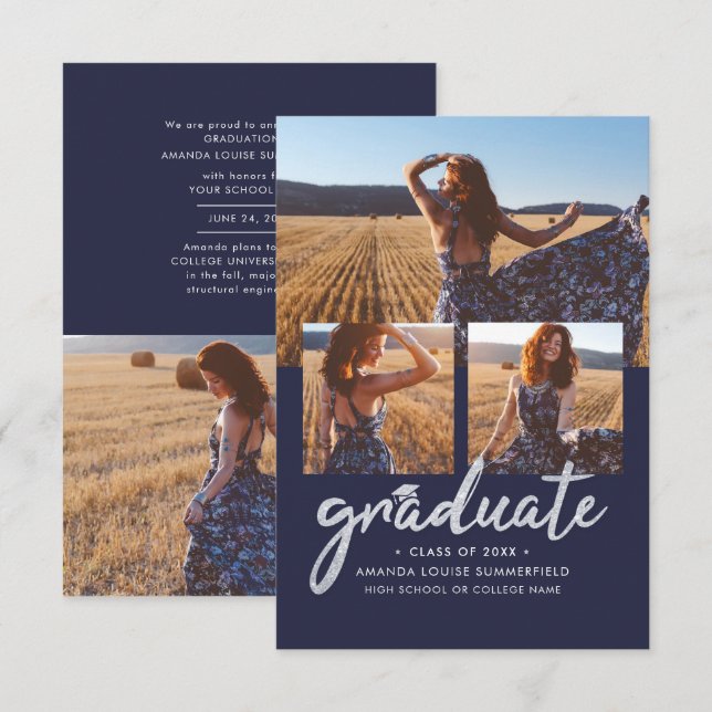 Annonce de Collage de Photos de Remise de Diplômes (Devant / Derrière)