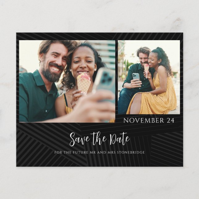 Annonce de Date de Mariage Couple Budget 2 Photos (Devant)