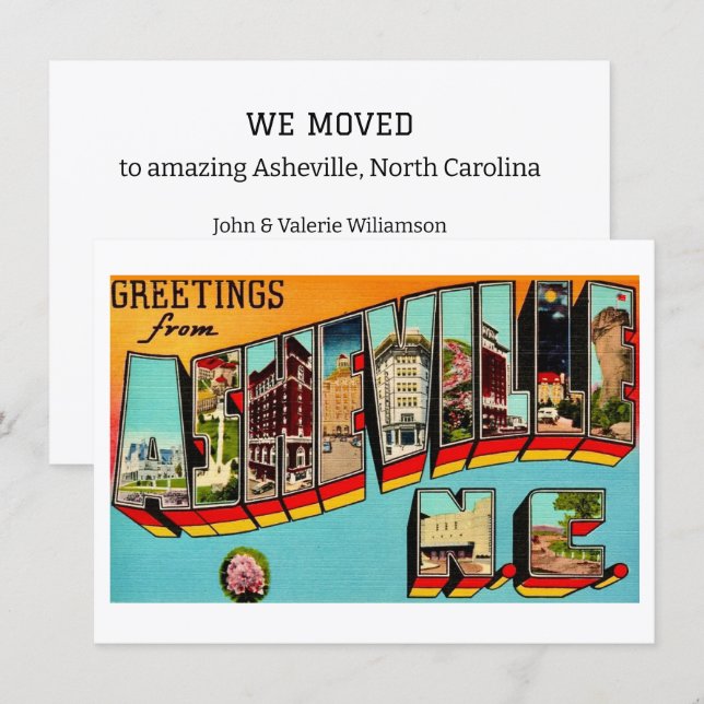 Annonce de déménagement à Asheville (Devant / Derrière)