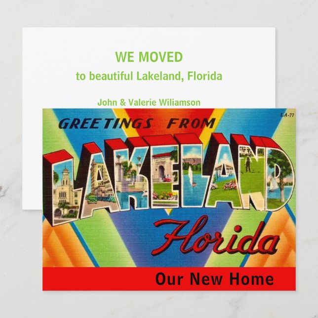 Annonce de déménagement à Lakeland FL colorée (Devant / Derrière)