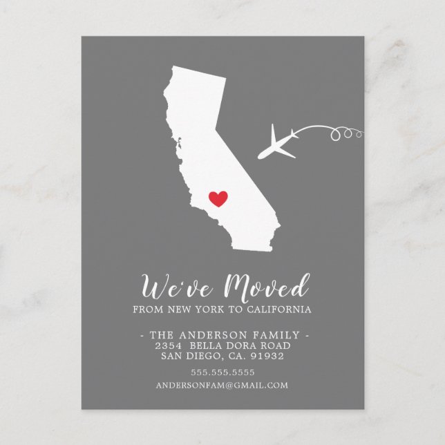 Annonce de déménagement | Carte postale de l'État  (Devant)