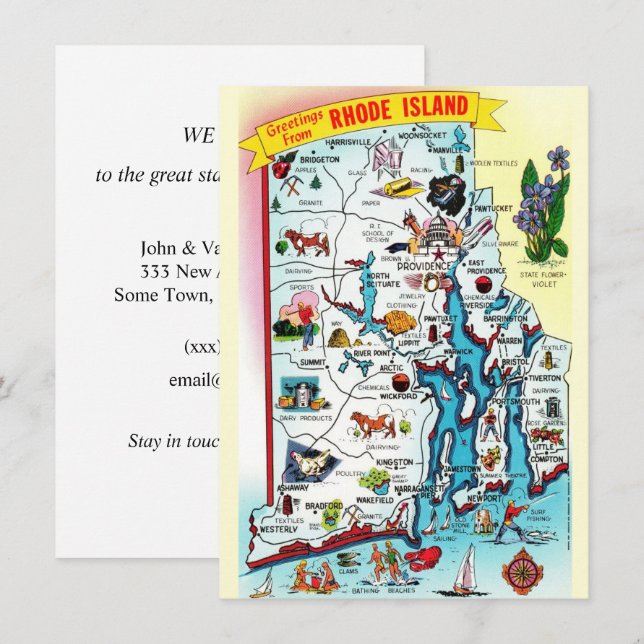 Annonce de déménagement de carte de Rhode Island (Devant / Derrière)