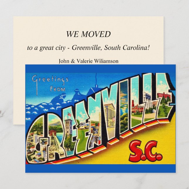 Annonce de déménagement de Greenville SC (Devant / Derrière)