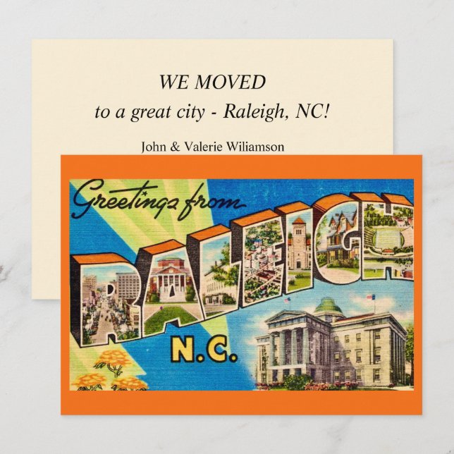 Annonce de déménagement de Raleigh NC (Devant / Derrière)