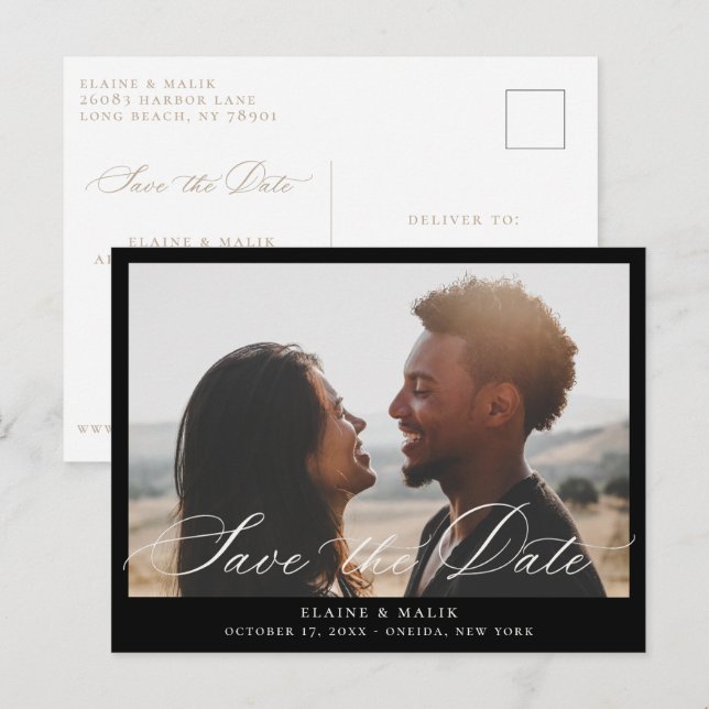 Annonce de Faire-Part de Mariage en Calligraphie B (Devant / Derrière)