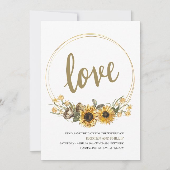 Annonce de Faire-Part de Mariage Fleurs d'Amour (Devant)