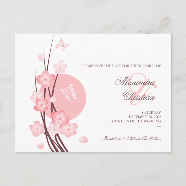 Annonce de Faire-Part de Mariage Fleurs Papillon R (Devant)