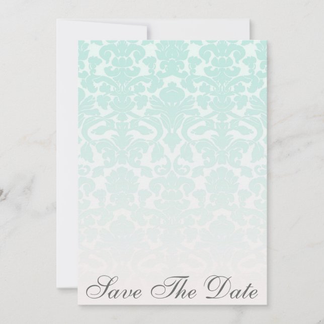 Annonce de Faire-Part de Simple Chic Mint Damask (Devant)