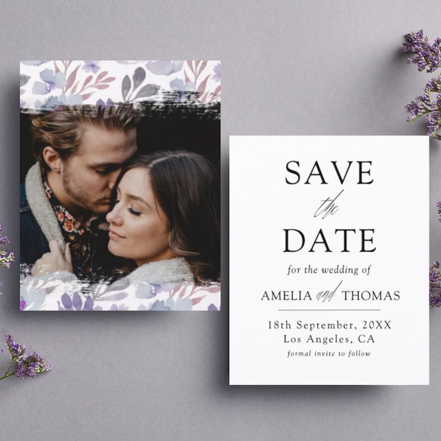Annonce de Faire-Part Violet Floral Budget (Créateur téléchargé)