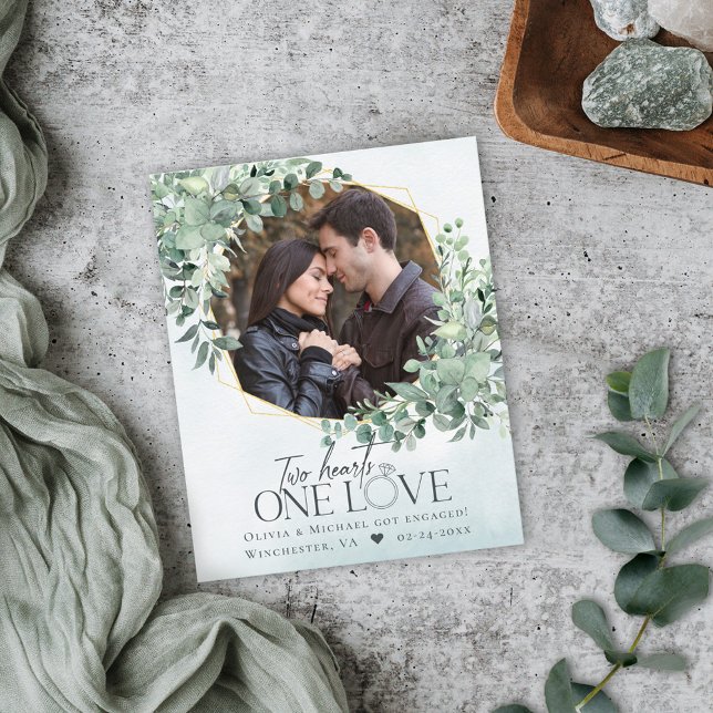 Annonce de fiançailles photo Eucalyptus à petit bu (Créateur téléchargé)