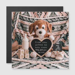 Annonce de grossesse avec une peluche de chiot ado