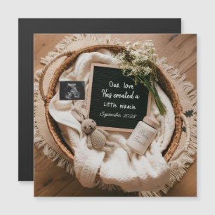 Annonce de grossesse bébé panier bohème