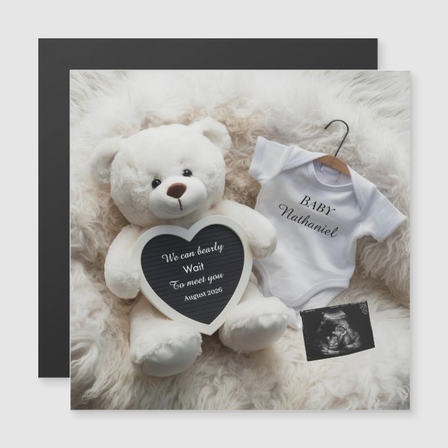 Annonce de grossesse blanche minimale neutre  (Devant / Derrière)