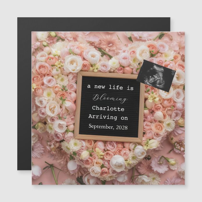 Annonce de grossesse Floral Pastel pour la révélat (Devant / Derrière)