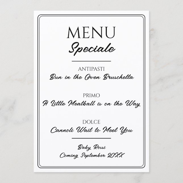 Annonce de grossesse Menu de Restaurant Italien  (Devant)