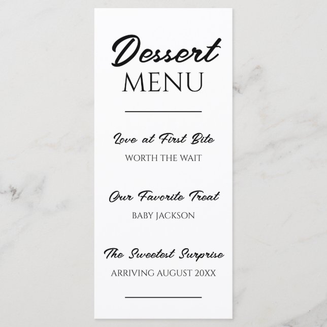 Annonce de grossesse Menu Dessert  Révélation Uniq (Devant)
