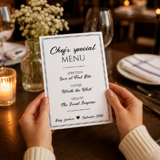 Annonce de grossesse Menu Spécial du Chef Unique