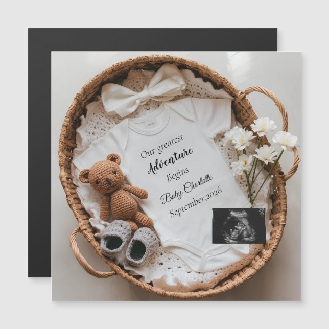 Annonce de grossesse neutre et coquette (Devant / Derrière)