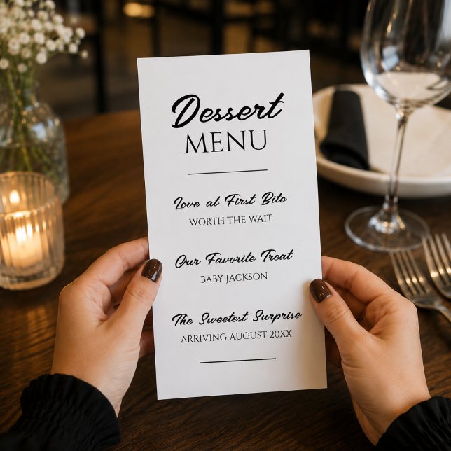 Annonce de grossesse par un menu de dessert Révéla (Dessert Menu Pregnancy Announcement Baby Reveal)
