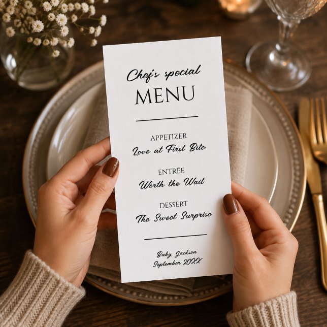 Annonce de grossesse sur un menu de restaurant (Expecting Restaurant Menu Pregnancy Announcement)